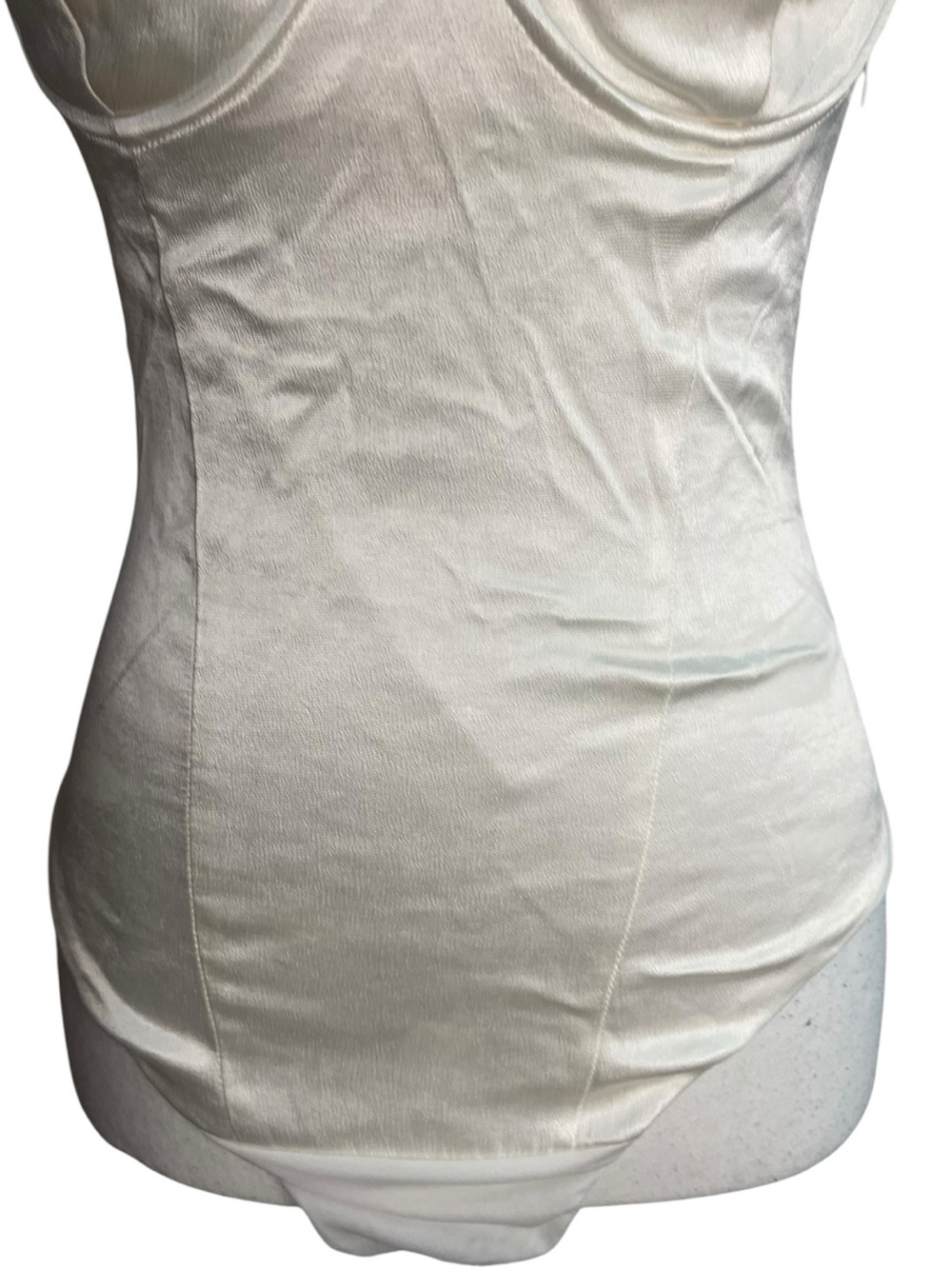 Zara Satin Effect Bustier Bodysuit White Ivory - Picture 3 of 16